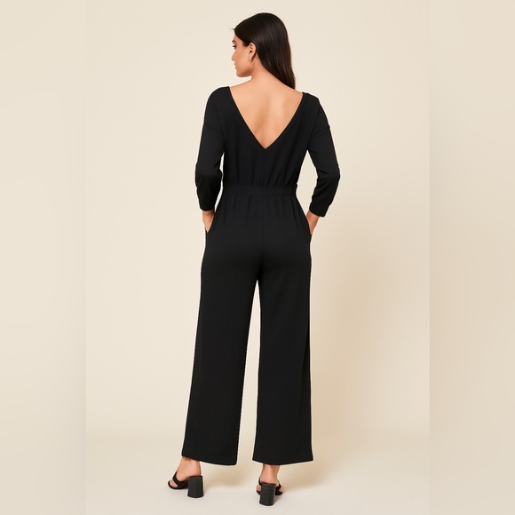 CHICME Size M – Black Open-Back Jumpsuit Women’s, Soft Stretch Minimalist Style - Picture 3 of 16